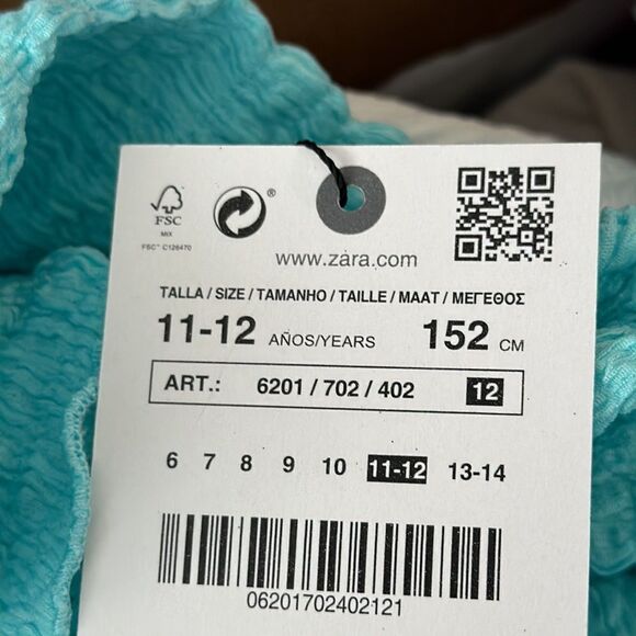 ZARA Kids | Turquoise | RUFFLED TEXTURED JUMPSUIT - Picture 5 of 5